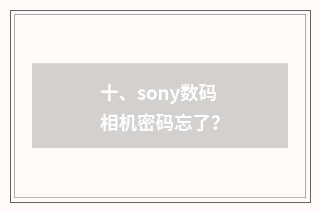 十、sony数码相机密码忘了？