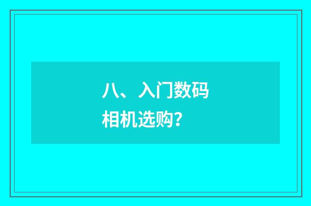 八、入门数码相机选购?