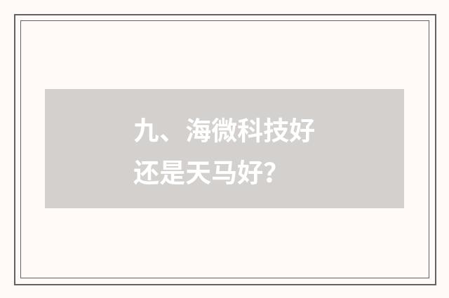九、海微科技好还是天马好？