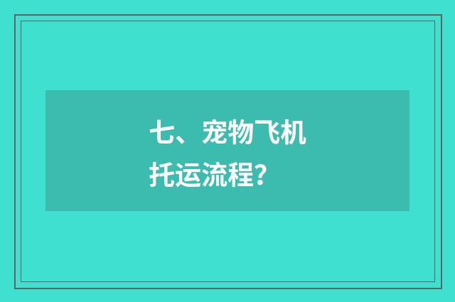 七、宠物飞机托运流程?