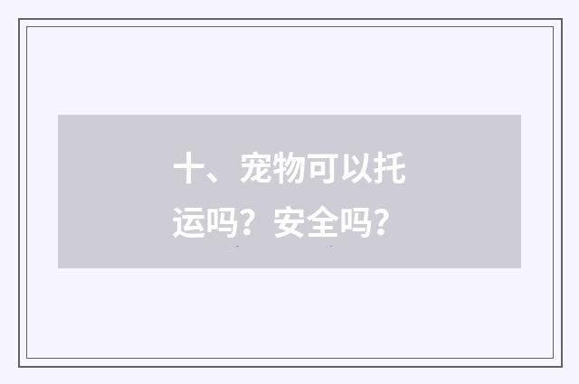 十、宠物可以托运吗?安全吗?