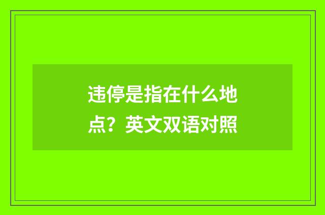 违停是指在什么地点?英文双语对照