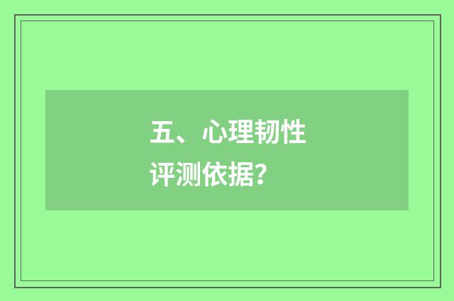 五、心理韧性评测依据？