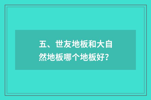 五、世友地板和大自然地板哪个地板好？