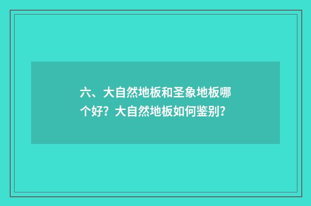 六、大自然地板和圣象地板哪个好？大自然地板如何鉴别？