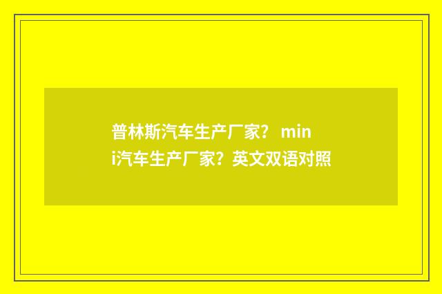 普林斯汽车生产厂家？ mini汽车生产厂家？英文双语对照