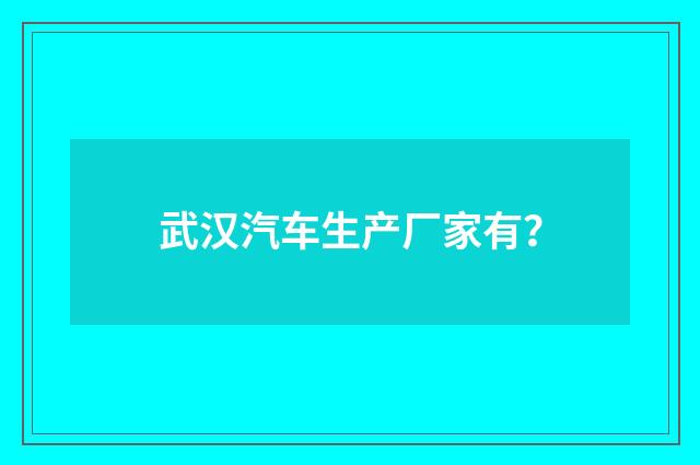 武汉汽车生产厂家有?