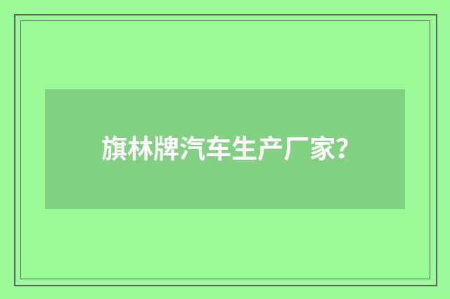 旗林牌汽车生产厂家？