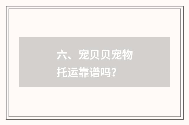 六、宠贝贝宠物托运靠谱吗？