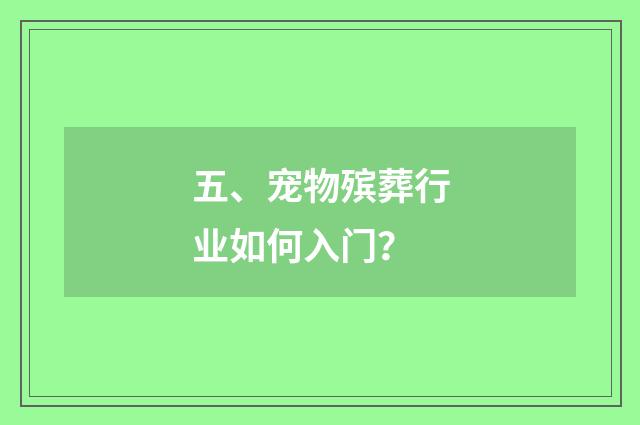 五、宠物殡葬行业如何入门？