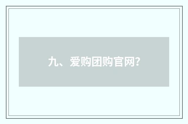 九、爱购团购官网?