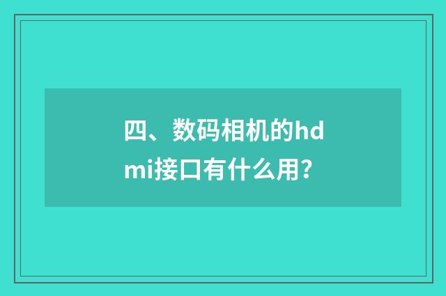 四、数码相机的hdmi接口有什么用？
