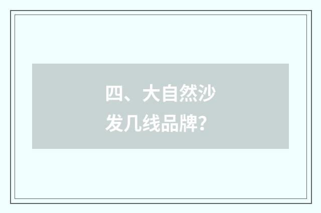 四、大自然沙发几线品牌?