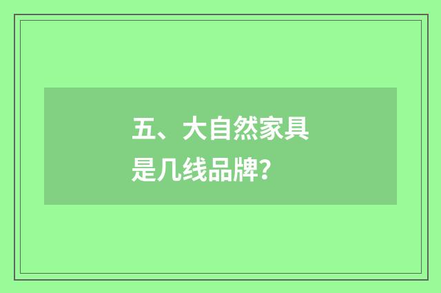 五、大自然家具是几线品牌？