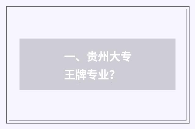 一、贵州大专王牌专业？