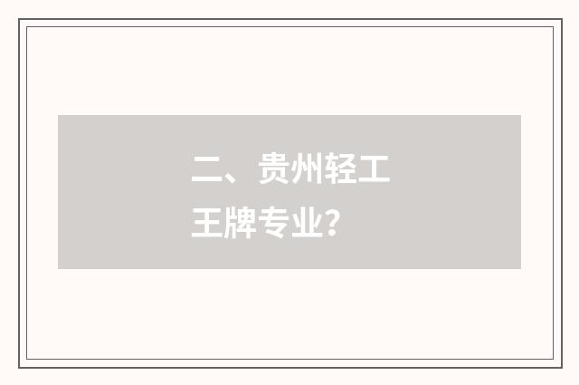 二、贵州轻工王牌专业？
