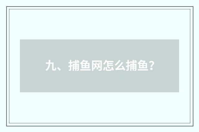 九、捕鱼网怎么捕鱼?
