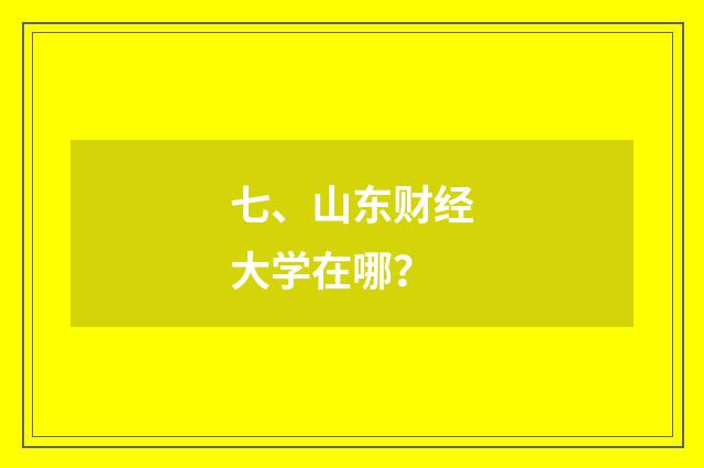 七、山东财经大学在哪?