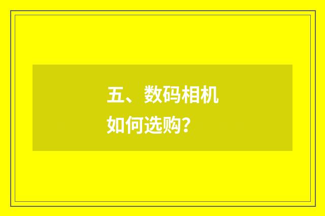 五、数码相机如何选购?