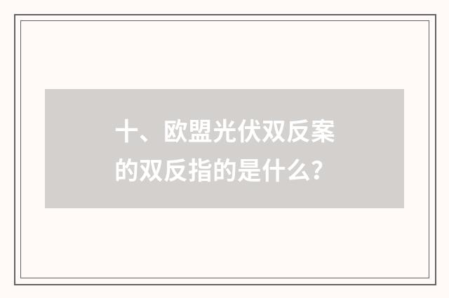 十、欧盟光伏双反案的双反指的是什么?