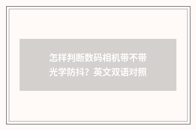 怎样判断数码相机带不带光学防抖?英文双语对照