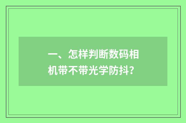 一、怎样判断数码相机带不带光学防抖?