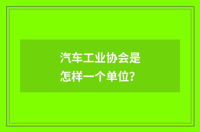 汽车工业协会是怎样一个单位？