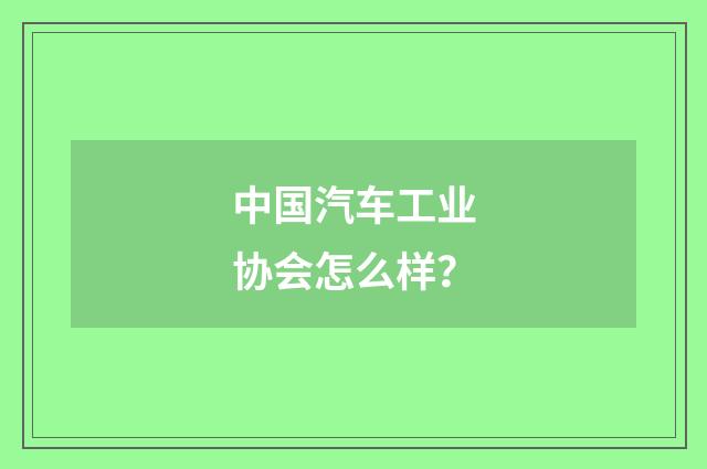 中国汽车工业协会怎么样?