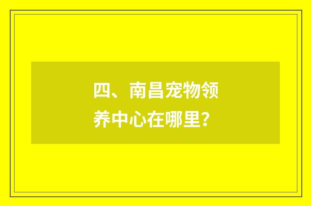 四、南昌宠物领养中心在哪里？