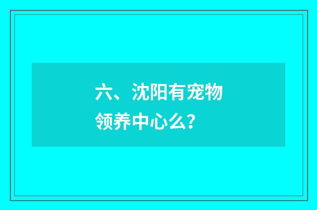 六、沈阳有宠物领养中心么？