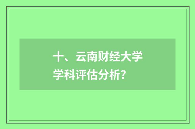 十、云南财经大学学科评估分析?