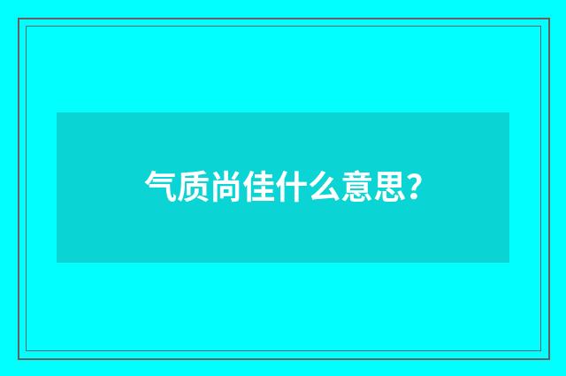 气质尚佳什么意思?