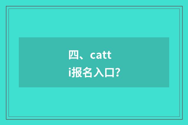 四、catti报名入口？