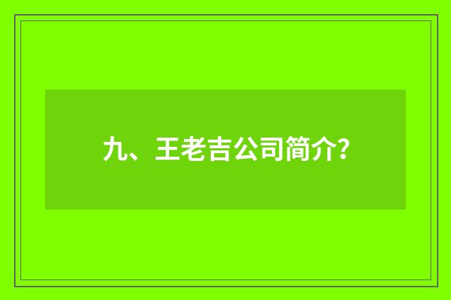 九、王老吉公司简介?