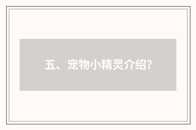 五、宠物小精灵介绍？