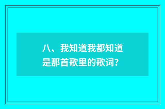 八、我知道我都知道是那首歌里的歌词?