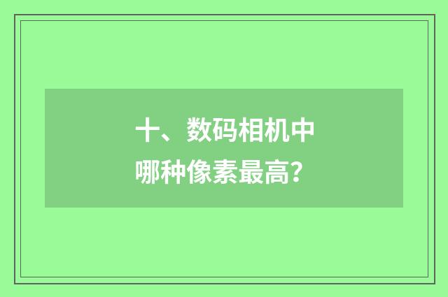 十、数码相机中哪种像素最高？