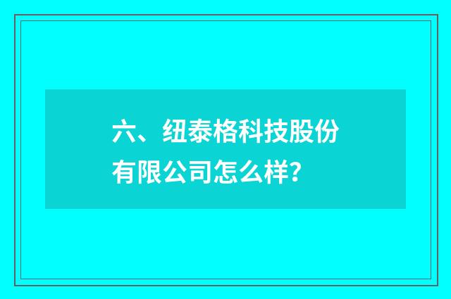 六、纽泰格科技股份有限公司怎么样？