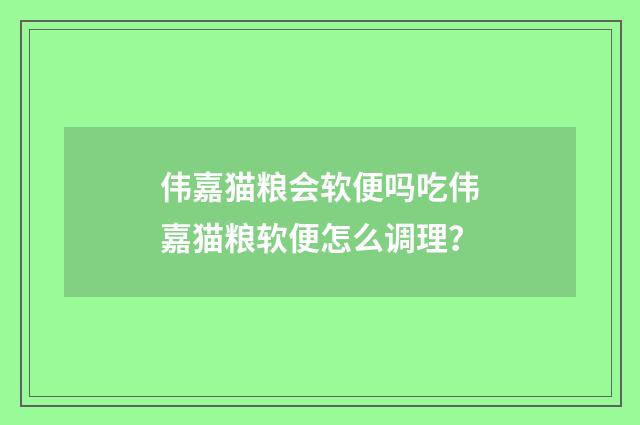 伟嘉猫粮会软便吗吃伟嘉猫粮软便怎么调理?