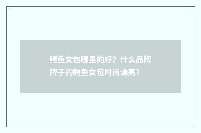 鳄鱼女包哪里的好?什么品牌牌子的鳄鱼女包时尚漂亮?