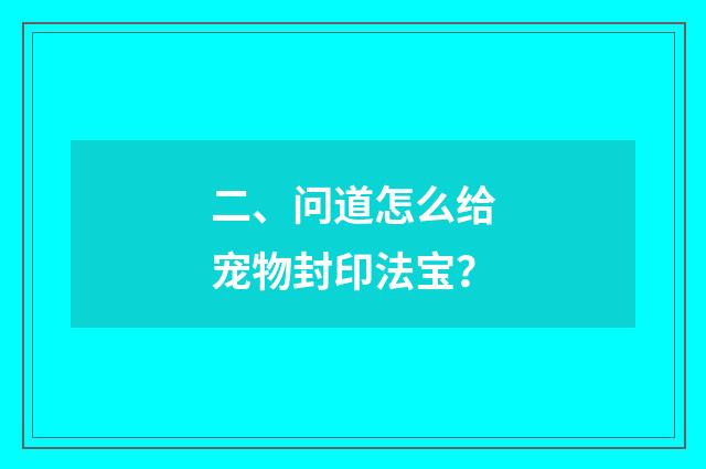 二、问道怎么给宠物封印法宝?
