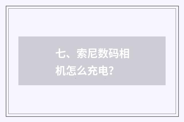 七、索尼数码相机怎么充电?
