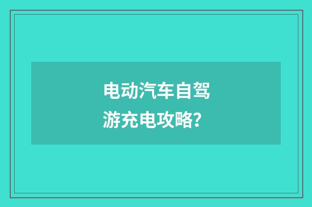 电动汽车自驾游充电攻略?