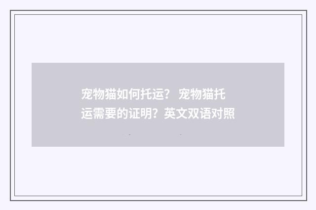 宠物猫如何托运? 宠物猫托运需要的证明?英文双语对照