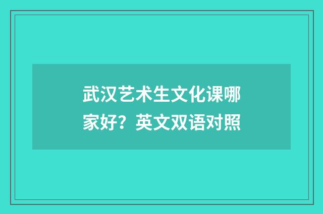 武汉艺术生文化课哪家好?英文双语对照