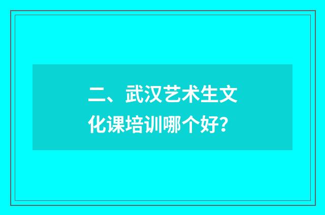 二、武汉艺术生文化课培训哪个好?
