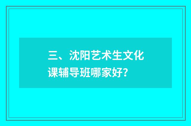 三、沈阳艺术生文化课辅导班哪家好?