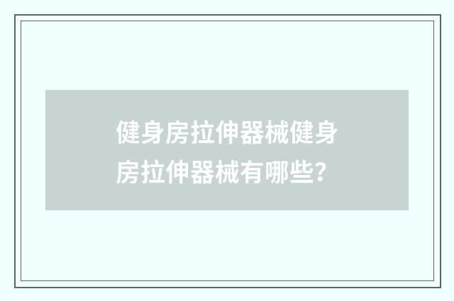 健身房拉伸器械健身房拉伸器械有哪些?