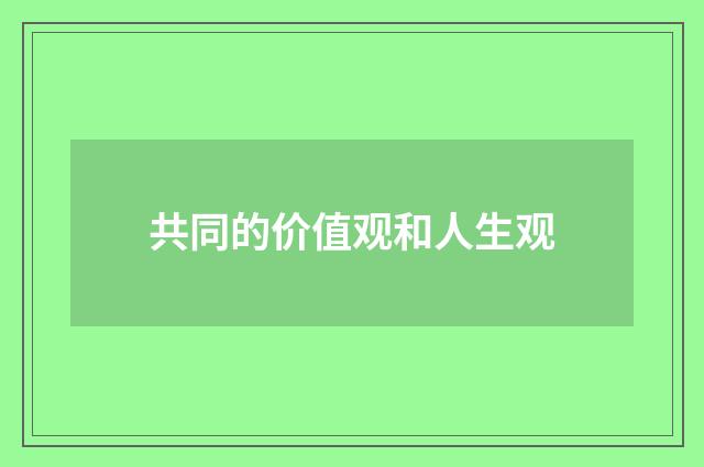 共同的价值观和人生观