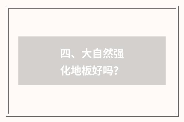 四、大自然强化地板好吗?